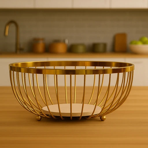 طبق فاكهة ذهبي معدن 1 قطعة